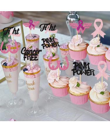 Rsstarxi 24 Pack Breast Cancer Awareness Cupcake Toppers Glitter Pink Power Hope Ribbon Cake Decorations Fight Beliveve Cancer Free Cupcake Picks for Pink Ribbon Party Cake Decorations Supplies Design 3 - Buy Online on GoSupps.com