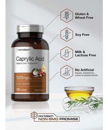 Caprylic Acid 1320mg Softgels | 150 Capsules | Non-GMO & Gluten Free | MCT Oil Supplement - Buy Online on GoSupps.com