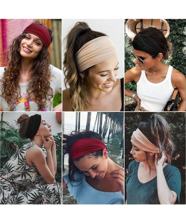 Kavya Wide Headbands for Women - Set of 6 Soft Knotted Elastic Hair Bands | Yoga & Fashion Hair Accessories for Ladies - Buy Online on GoSupps.com