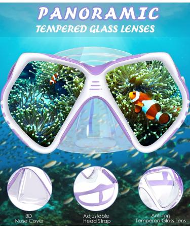 Seago Kids Swim Goggles with Nose Cover | Anti-Fog, Panoramic View, Purple | Ages 6-14 - Buy Online on GoSupps.com