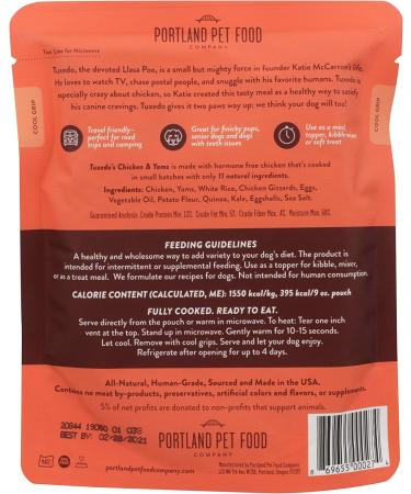 Portland Pet Food Company Tuxedo's Chicken & Yams Dog Meal - 9oz - Buy Online on GoSupps.com