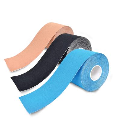 3-Pack Kinesiology Tape Pro Athletic Sports. Knee Ankle Muscle Kinetic Sport Dynamic Physical Therapy. Strong-Rock Breathable h2o Resist Cotton.Roll Uncut 2in x 16.4ft.Bulk k Multi-Coloured