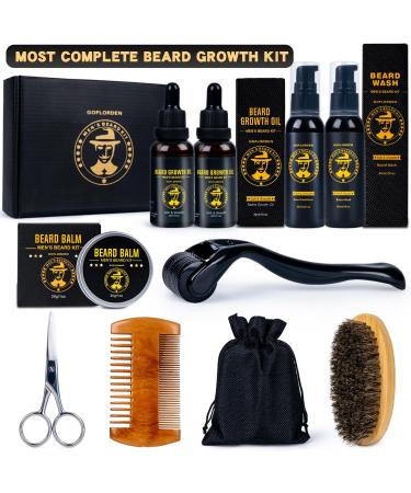 Premium Bartset: Complete Beard Growth Kit for Men - Oil Shampoo Comb & Scissors | Ideal Gifts for Him - Buy Online on GoSupps.com