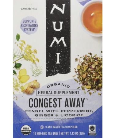 Numi Tea Organic Congest Away Caffeine Free 16 Non-GMO Tea Bags 1.13 oz (32 g)