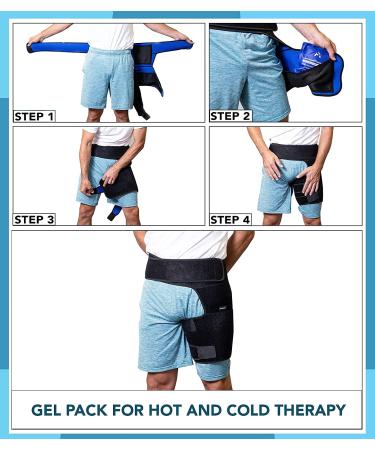 AireSupport Hip Brace and Thigh Compression Sleeve with Ice/Heat Pack - Men & Women - Groin, Hip, Leg Muscle Support - Buy Online on GoSupps.com