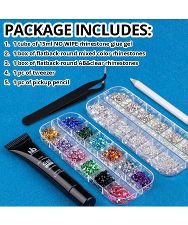 Nail Art Rhinestone Glue Gel Kit with 2 Boxes of Flatback Gems - 15ml Rhinestone Gel Glue + Colorful Gems & Glass Crystals - UV/LED Required - Includes Pickup Tools - Buy Online on GoSupps.com