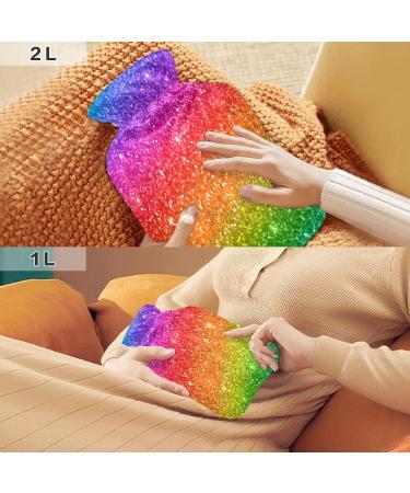 Buy Rainbow Glitter Star Galaxy Hot Water Bottle 2L - Ideal for Cramps & Pain Relief | Hot/Cold Compress for All Ages - Buy Online on GoSupps.com