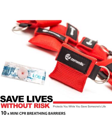 Buy 10-Pack Red Ventilation Masks Key Ring - CPR Face Shields for Adults & Kids - First Aid Emergency Protection - Buy Online on GoSupps.com