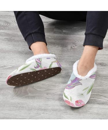 Mnsruu Retro Animal Flower Unicorn Slippers - Comfortable Bedroom Shoes (UK10-11) - International Shipping Available - Buy Online on GoSupps.com