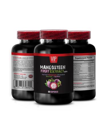 VIP VITAMINS Mangosteen Mangosteen Extract - Mangosteen Fruit Extract - Acai Berry Goji Berry Pomegranate Noni Trans-Resveratrol Elderberry Fruit Grape Skin - 1 Bottle 60 Capsules