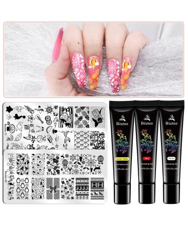 Premium Bute Nail Stamping Set - 12 Templates & 8 Gel Colors for Stunning Nail Art - UV Stamping Gel Included - Buy Online on GoSupps.com