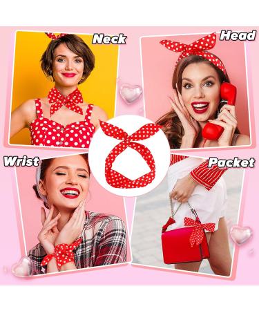 Prasacco 2 Pieces Polka Dot Headbands for Girls Women Retro Bandana Headbands Cute Polka Dots Bow Headwrap Hair Accessories for Women and Girls(Red+Black) - Buy Online on GoSupps.com