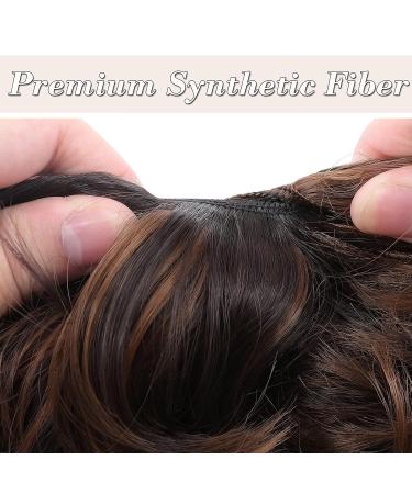 Silk-Co Hair Part with Rubber Band | Wavy Soft Dutt Hair Extensions - 45g Medium Brown & Dark Blonde Messy Bun Updos - Buy Online on GoSupps.com