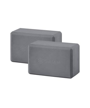 Gaiam Essentials Yoga Block (Set Of 2)  Supportive, Soft Non-Slip Foam Surface For Yoga, Pilates, Meditation Grey