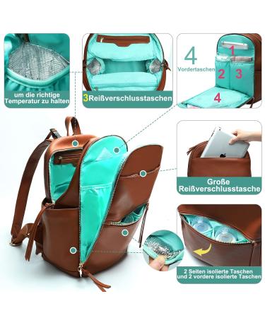 Buy Miss Fong Diaper Bag Backpack - Stylish Leather with 18 Organizers & Changing Pad - Brown | International Shipping - Buy Online on GoSupps.com