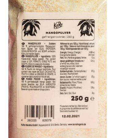 KoRo - Freeze Dried Mango Powder 250g - 100% fruit-based powder perfect for yogurts and smoothies - Buy Online on GoSupps.com