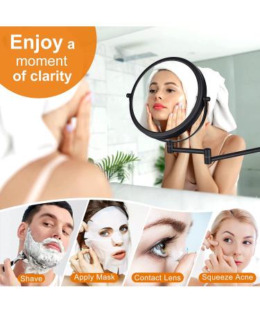 Black Wall Mounted Makeup Mirror 8 Inch Double Sided Vanity Magnifying Mirror - 5X Magnification - DECLUTTR - Buy Online on GoSupps.com