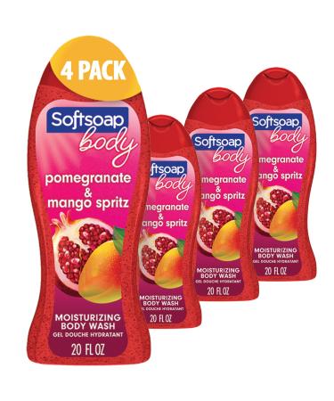 Softsoap Moisturizing Body Wash Shower Gel for Women, Pomegranate and Mango - 20 fluid ounce (4 Pack) Pomegranate and Mango 20 Fl Oz (Pack of 4)