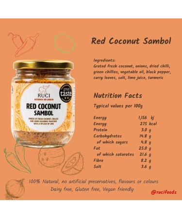 Sri Lankan Red Coconut Sambol from RUCI Taste of Sri Lanka a grand prize of taste shredded coconut with onions dried red chillies and lime - Buy Online on GoSupps.com