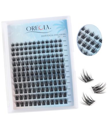 Oreola single eyelashes manga 144 pieces cluster eyelashes super thin ribbon artificial eyelashes wide hand fish tail single eyelashes 8 16 mm DIY eyelash extension for beginners W50 cluster