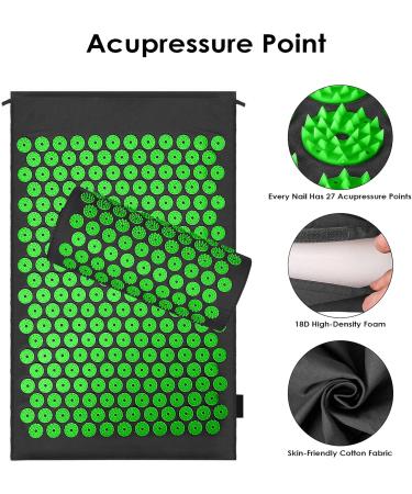 AkuPressmatte Acupressure Set - Black Needle Mat & Pillow for Pain Relief | International Shipping - Buy Online on GoSupps.com