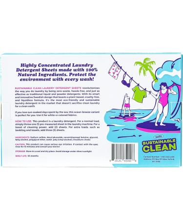 Eco-Friendly Laundry Detergent Sheets - 50 Sheets Up to 100 Loads Liquidless & Sustainable Ocean Breeze - Made in Sweden - Buy Online on GoSupps.com