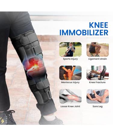 Wonder Care Knee Immobilizer Brace - XL Knee Support for Dislocation & Ligament Tear - Wraparound Stabilizer Splint for Men & Women (19 Black - Buy Online on GoSupps.com