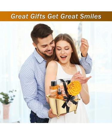 Luxury Spa Gift Baskets for Women - Honey & Almond Bath Set - 9 Piece Spa Kit with Body Wash, Bubble Bath, Lotion, and More - Buy Online on GoSupps.com