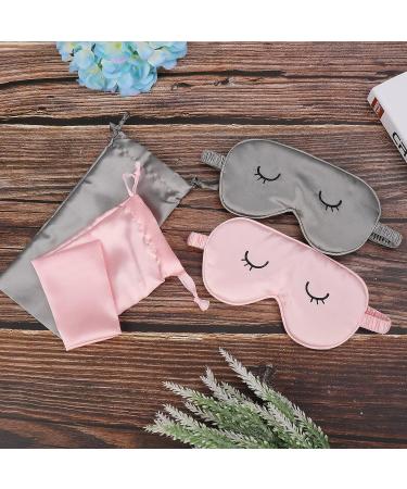 Lusofie 2Pcs Kids Silk Sleep Mask Set - Adjustable Eye Masks for Girls & Boys - Includes Storage Bag - Gray Pink - Ideal for Adults - Buy Online on GoSupps.com