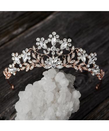 Sweetv Rose Gold Wedding Tiara - Crystal Bridal Crown for Women - Princess Costume Crown for Birthday Party Prom - Buy Online on GoSupps.com