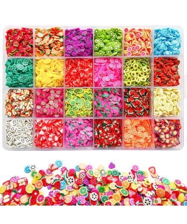 17800Pcs Fruit Slices Fruit Nail Art Slices Polymer Clay Slice Nail 3D Polymer Slice Colorful DIY Nail Art Supplies for DIY Crafts (24 Styles) Fruit-24A