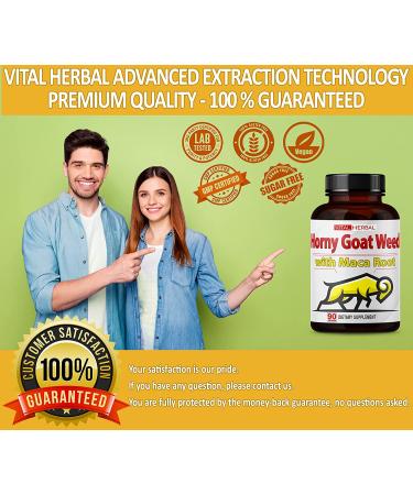 Horny Goat Weed Capsules - 8250mg Maximum Strength with Maca, Tribulus, Ashwagandha, Tongkat Ali, Panax Ginseng - 90 Count - 3 Month Supply - Men & Women - Buy Online on GoSupps.com