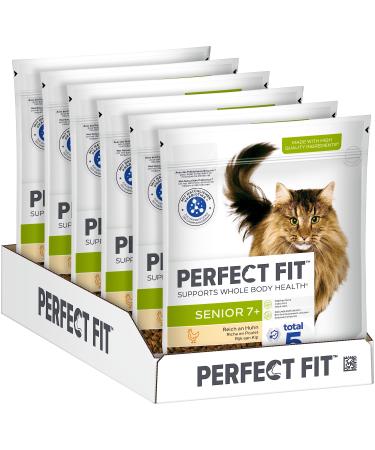 PERFECT FIT Senior dry food for older cats from 7 years - Chicken 750g (6 bags) 4.5 kg (1 pack) - Buy Online on GoSupps.com