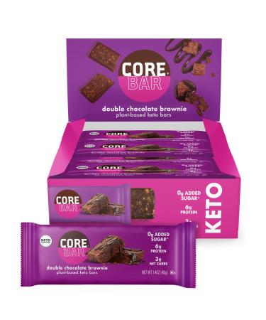 CORE Plant-Based Protein Keto Bars  Low Carb, Low Sugar, High Fiber, Vegan Energy Bars  Gluten-Free, Low-Calorie Bar  Pack of 12, Double Chocolate Brownie Double Chocolate Brownie Bar 12 Count (Pack of 1)