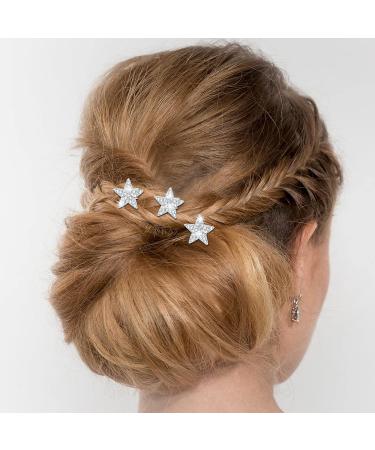 20 Pieces Star Rhinestone Hair Pins - Crystal Wedding Hair Clips for Brides - Silver Sparkle Hair Accessories for Women and Girls - Buy Online on GoSupps.com