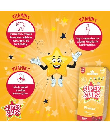 Natures Aid Super Stars Vitamin C for Children 4-12 Years - 60 Chewable Tablets - Buy Online on GoSupps.com
