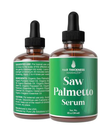 Saw Palmetto Oil For Hair Growth. Hair Thickening + Moisturizing For Women  Men. Vegan Hair Growth Serum Scalp Treatment For Dry  Frizzy  Weak Hair  Hair Loss. With Pumpkin Seed Oil Unscented 1oz 1 Fl Oz (Pack of 1)