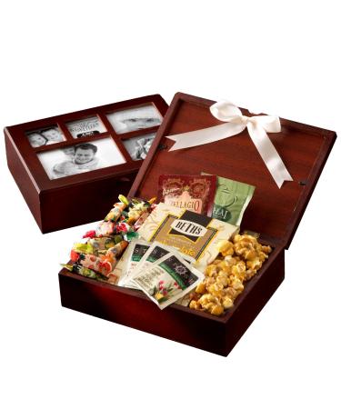 Broadway Basketeers Photo Gift Box with Lid, Gourmet Food, Tea & Cocoa - Cookies and Snacks Care Package for Women, Men, Families, Memory Box for Thinking of You, Get Well, Anniversary, Thank You All Occasions Snack