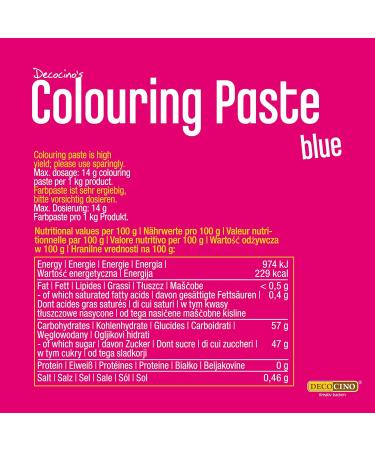 DECOCINO Color Paste Blue - 25 g - Food colouring ideal for colouring cakes fondant and creams - AZO-free gluten-free and vegan - Buy Online on GoSupps.com