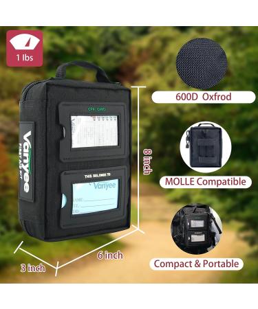 Vanyee Handy First Aid Kit with Labelled Compartments - Molle System for Emergency Medical Needs at Home, College, Car, Outdoor Sports & Travel - Black - Buy Online on GoSupps.com