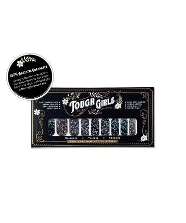 TOUGH GIRLS Nail Polish Strips | 20 Stylish Brighter Thicker Strips | Includes Cuticle Stick, Nail File & Wipes | Black & Sparkles - Buy Online on GoSupps.com