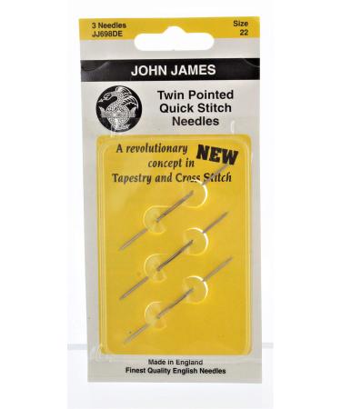 Colonial Needle Twin Pointed Quick Stitch Tapestry Hand Needles, Size 22, 3-Pack