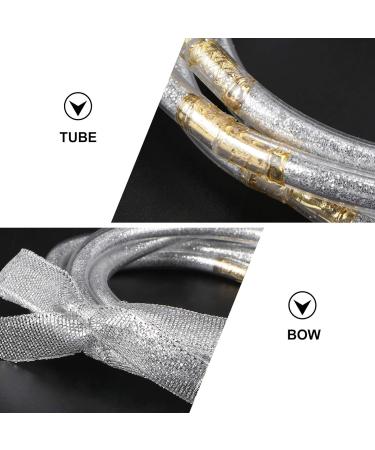 Operitacx 1Pc Ribbon Glitter Bracelet glitter wristband transparent tube bracelet kid suit silicone wristbands buddha bracelet for men swirl bracelets plastic Christmas Wearing Accessory set Silver 7.5x7.5cm - Buy Online on GoSupps.com