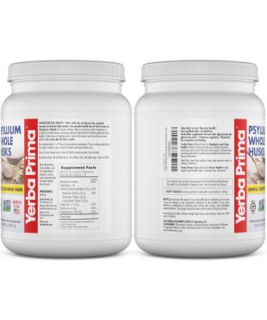 Yerba Prima Psyllium Whole Husks Fiber Supplement 20oz - Colon Cleanse Gut Health - Vegan Non-GMO Gluten Free - 1 Pack (114 Servings) - Buy Online on GoSupps.com