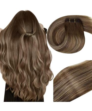 Vivien Extensions real hair Tress Balayage dark brown real hair Tress Extensions ombre caramel blond of course real hair extensions for the safe 55cm 100g #4/27/4 22 zo11 2-1 consumption #4/27/4 (4/4/27)