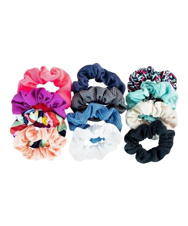 Scunci Original Scrunchies - Mixed Textures & Colors (12-Pieces) - White, Black, Coral, Mint, Blue, Grey & More - Buy Online on GoSupps.com