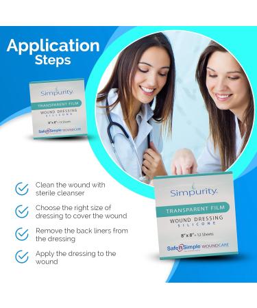 Simpurity Transparent Film Wound Dressing - Waterproof Silicone Medical Pads - 2x12 Pack for Optimal Wound Care - International Shipping Available - Buy Online on GoSupps.com