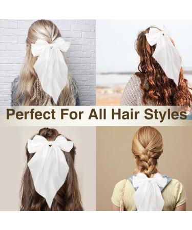 OOTDAY Oversized Long Tail Hair Bow Hair Bands Hair Bows Cute Hair Accessories for Women Birthday Gifts (White) - Buy Online on GoSupps.com