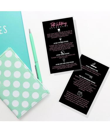 Teeth Whitening Aftercare Cards 50 Pack 2x3.5 inch | Kit Supplies - Black Neon Pink Design - Buy Online on GoSupps.com