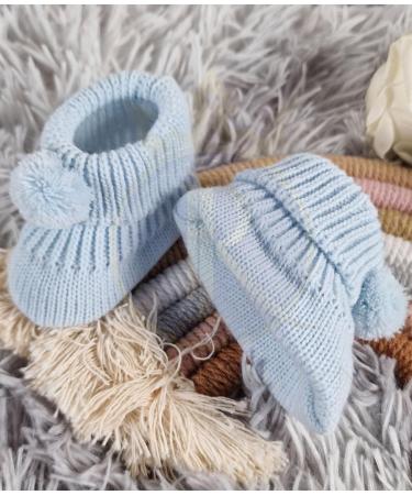 Royal Icon Baby Booties 0-3 Months | Pom Pom Adorable Warm Booties for Boys and Girls | Indoor & Outdoor Stylish Bootees - Blue White RI408 RI377 - Buy Online on GoSupps.com